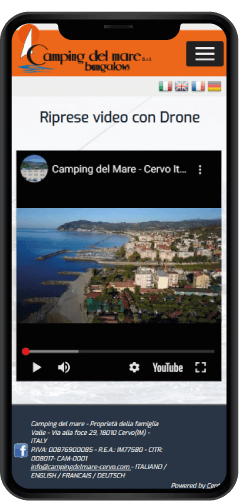 visualizzazione mobile sito web Camping del Mare