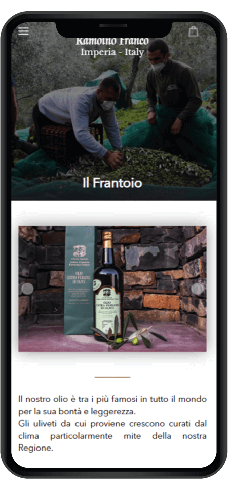 visualizzazione mobile sito web Frantoio Ramoino