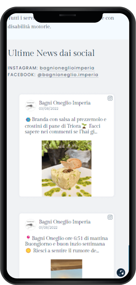 visualizzazione mobile sito web Bagni Oneglio